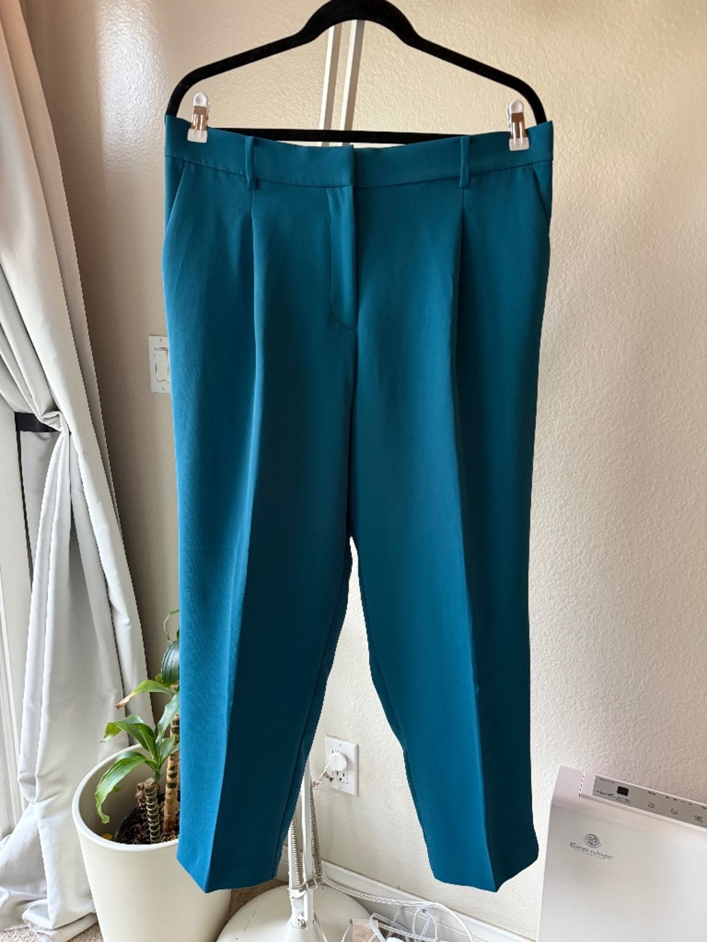 LOFT Crepe Teal Taper Legged Trousers - Size 14